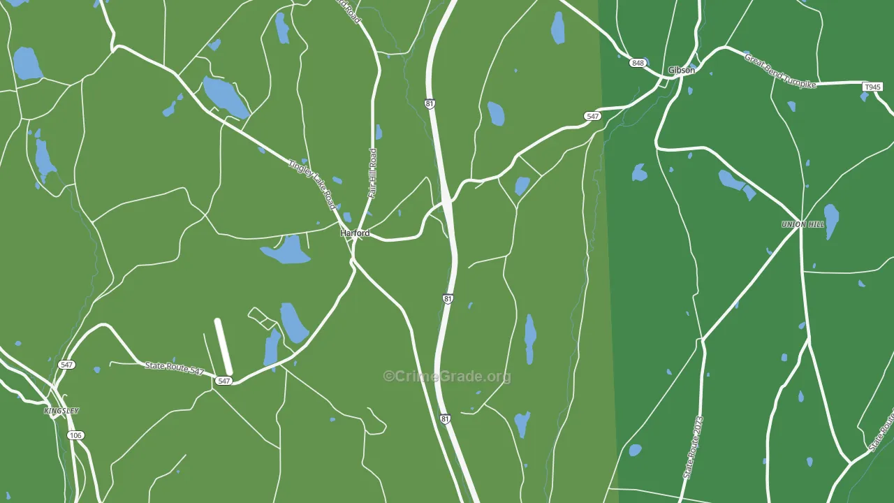 Harford, PA Map of Theft Rates