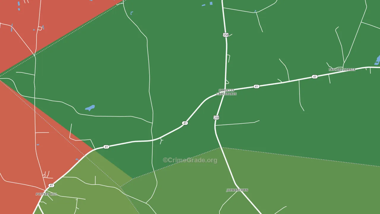 Hargetts Crossroads, NC Map of Theft Rates