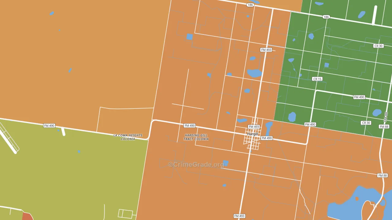 Hargill, TX Map of Theft Rates