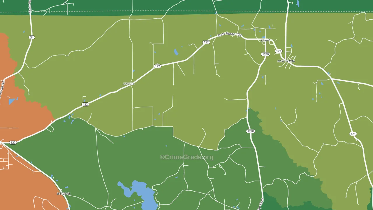 Hargis, LA Map of Theft Rates
