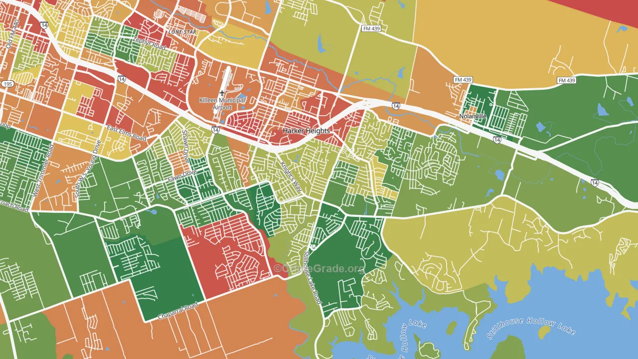 Harker Heights, TX Map of Theft Rates