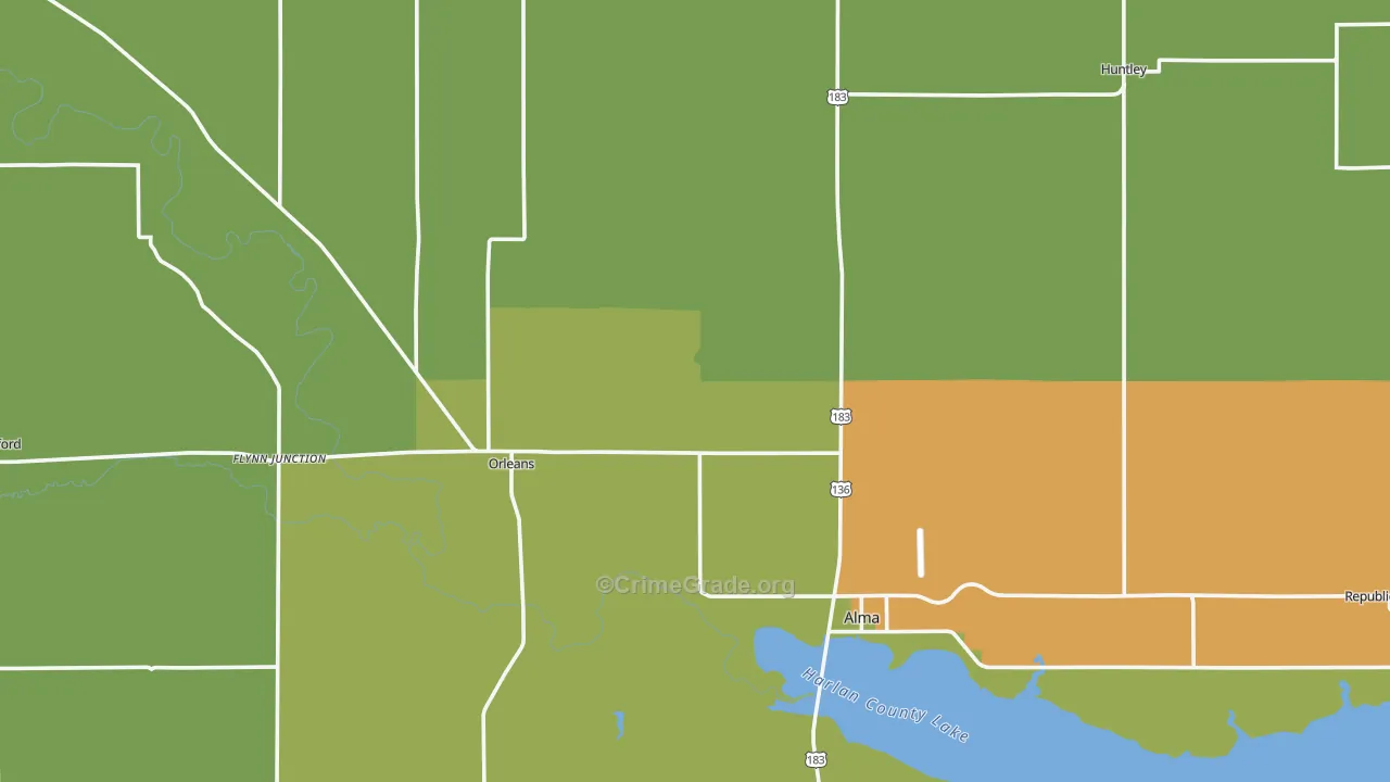 Harlan County, NE Map of Theft Rates