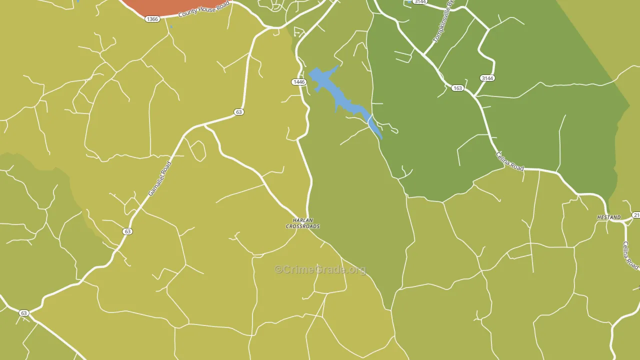 Harlan Crossroads, KY Map of Theft Rates