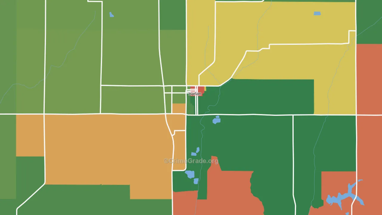 Harlan, IA Map of Theft Rates