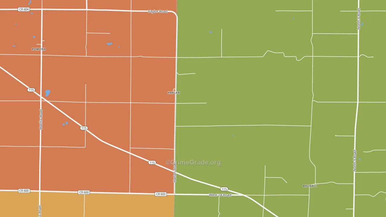 Harlan, MI Map of Theft Rates
