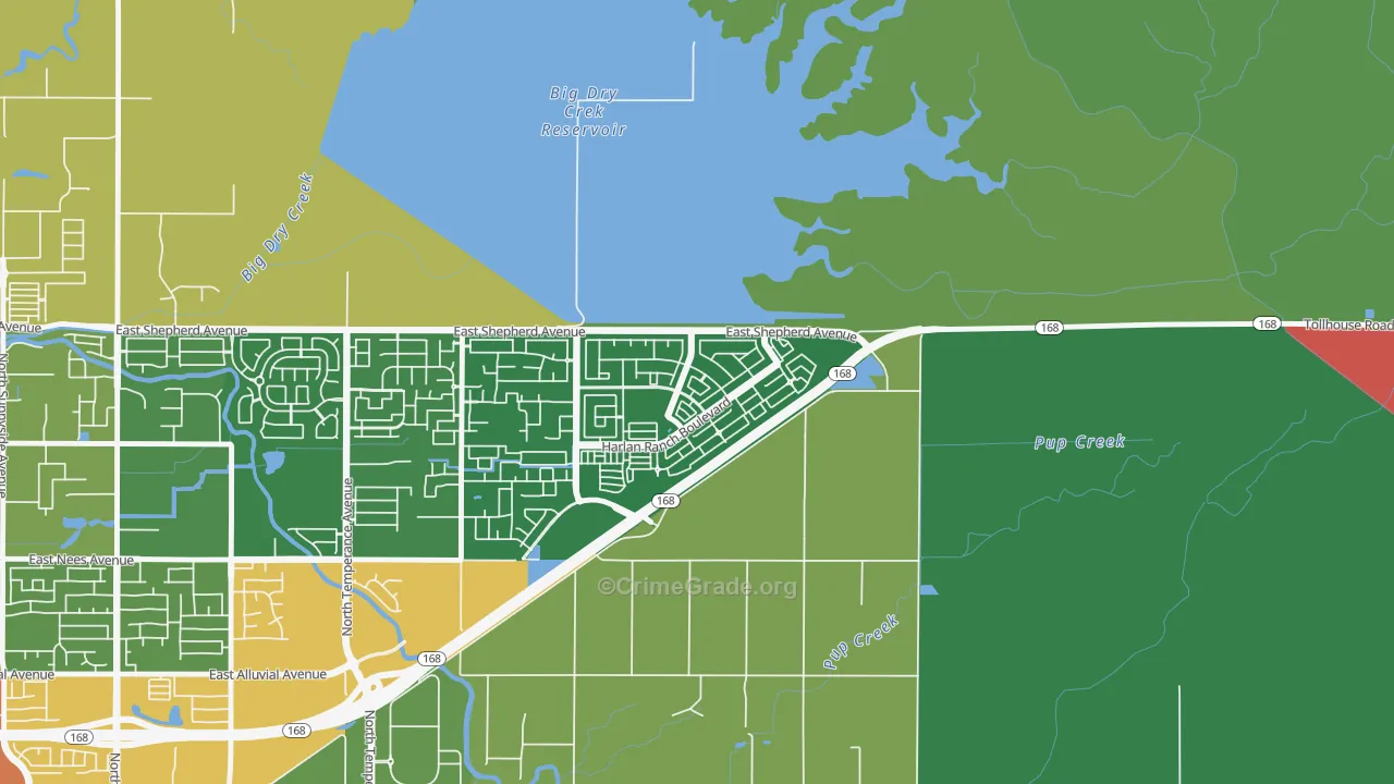 Harlan Ranch, Clovis, CA Map of Theft Rates