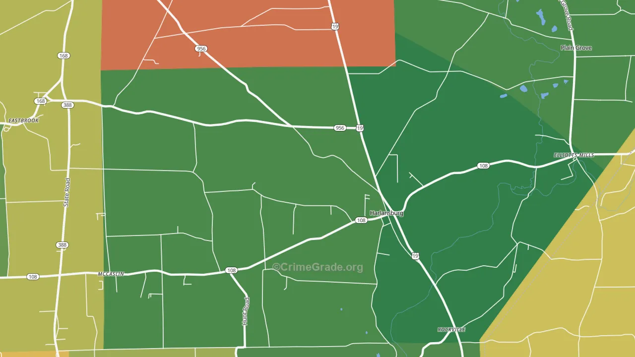 Harlansburg, PA Map of Theft Rates