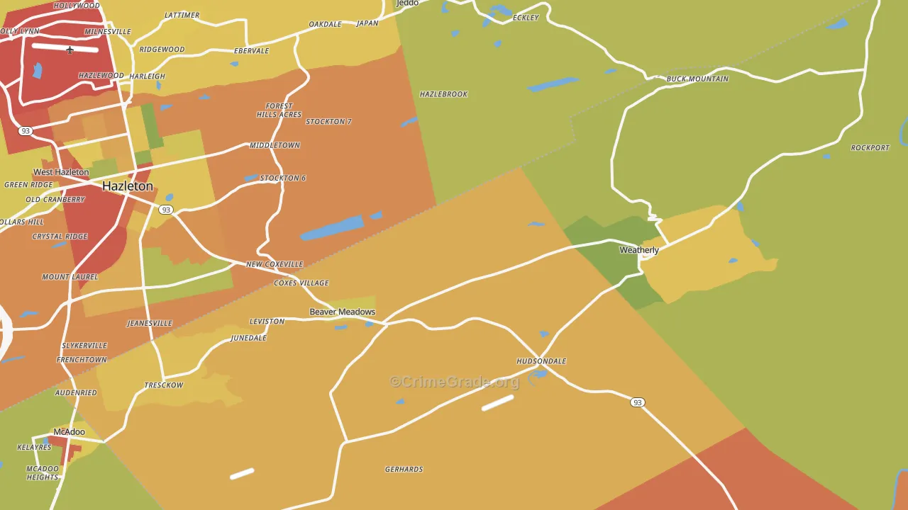 Harleigh, PA Map of Theft Rates