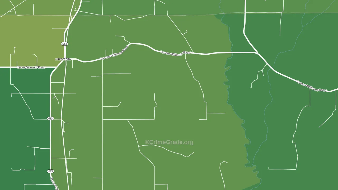 Harleston, MS Map of Theft Rates
