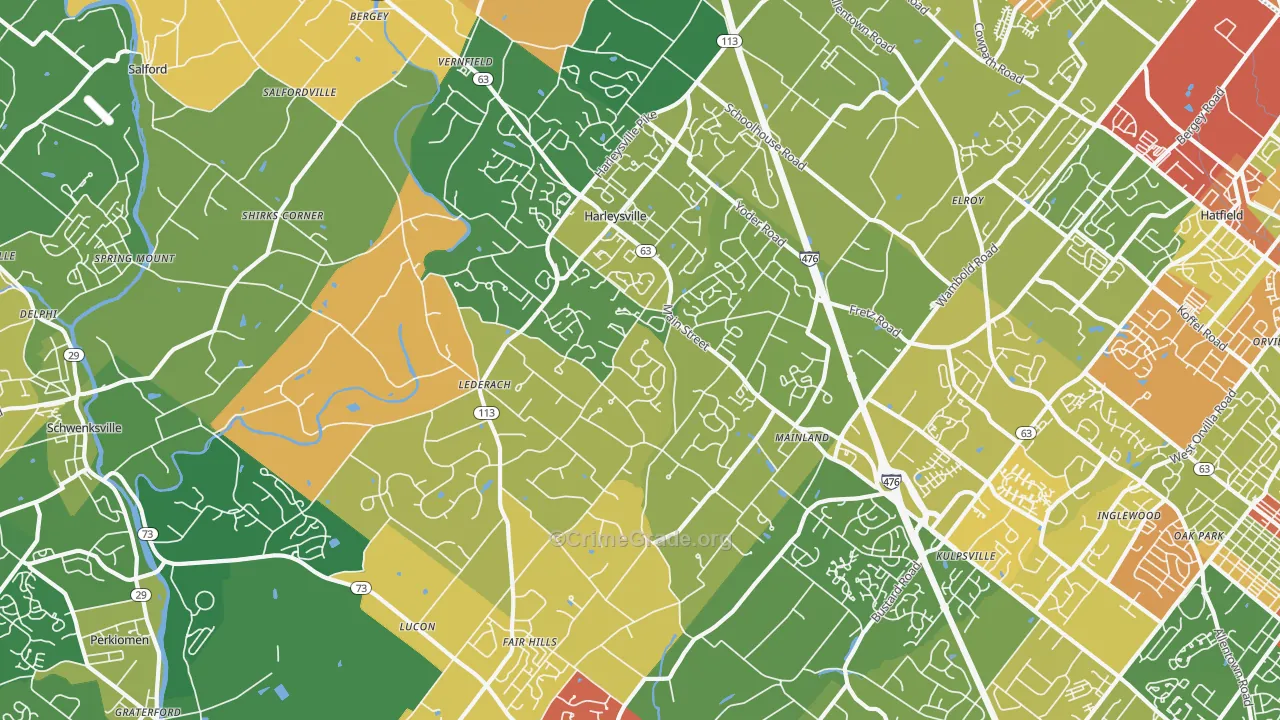 Harleysville, PA Map of Theft Rates