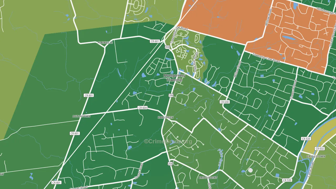Harlingen, NJ Map of Theft Rates