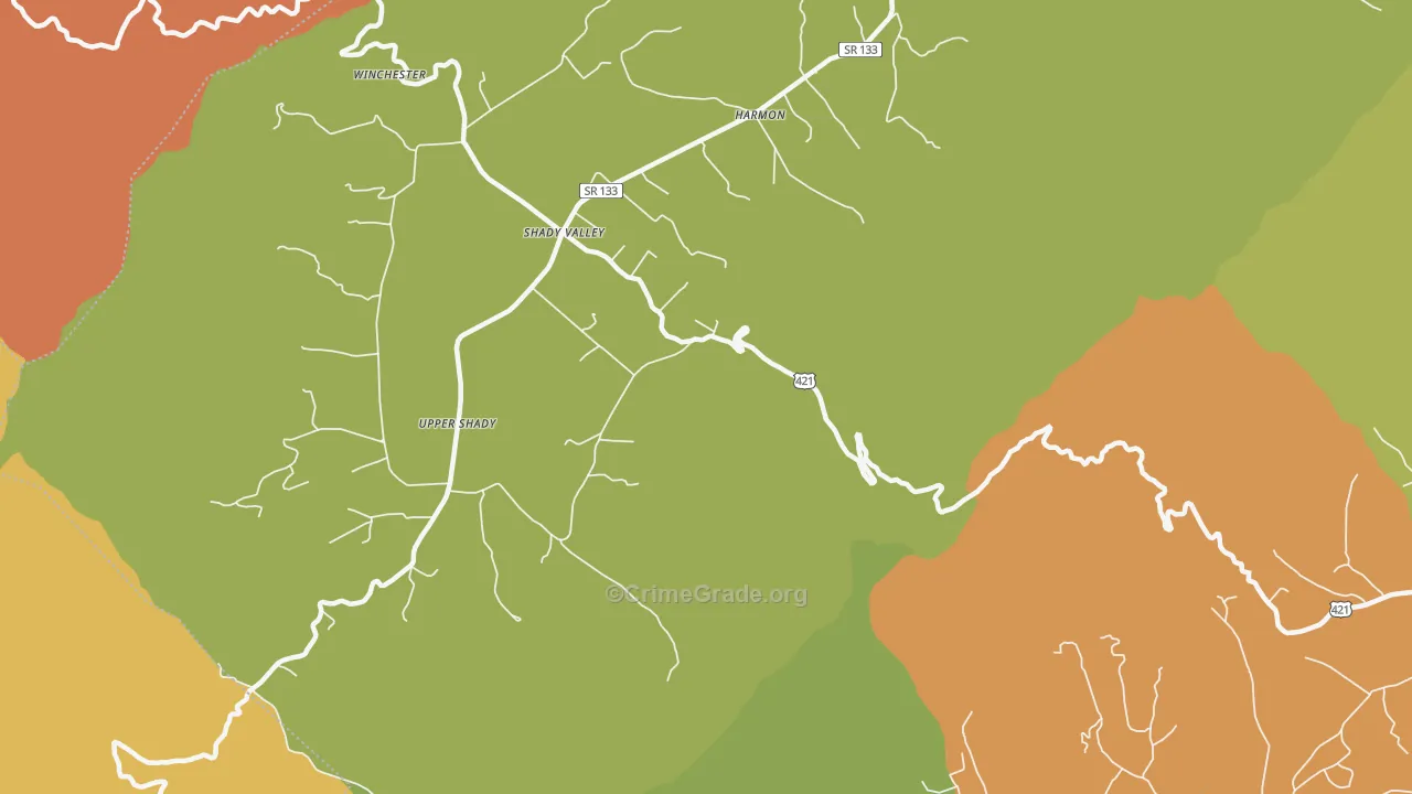 Harmon, TN Map of Theft Rates