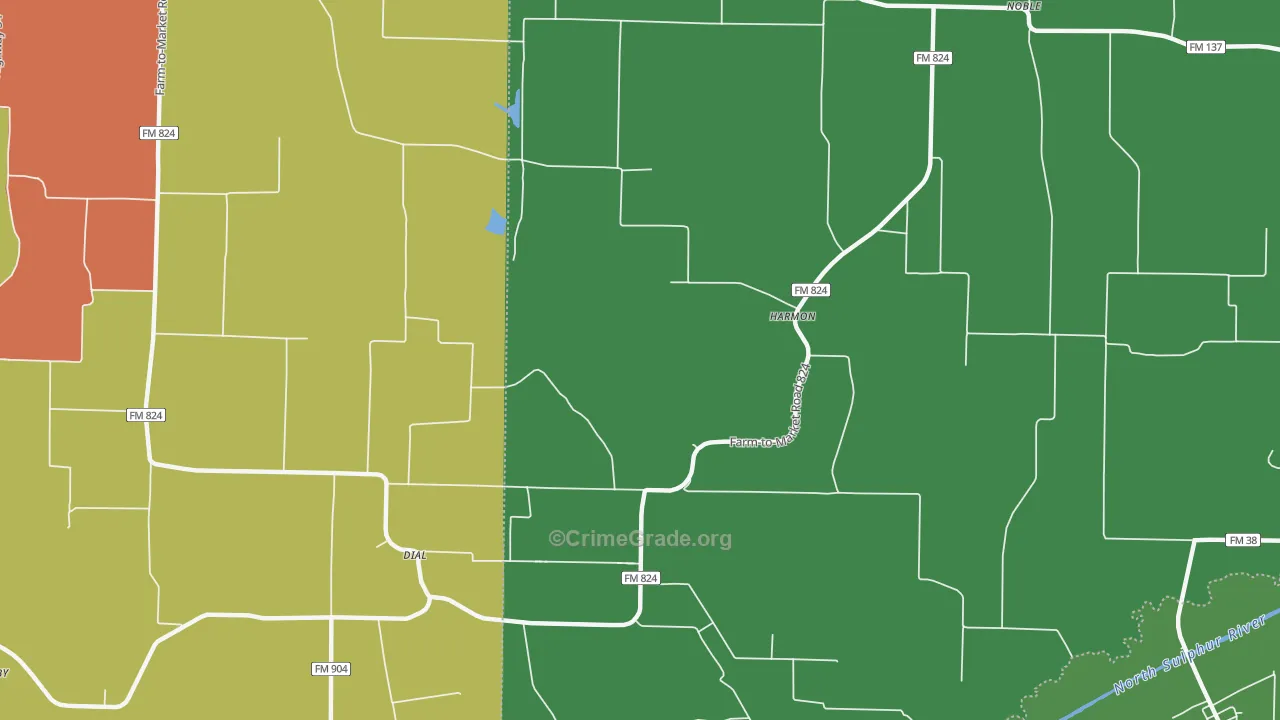 Harmon, TX Map of Theft Rates