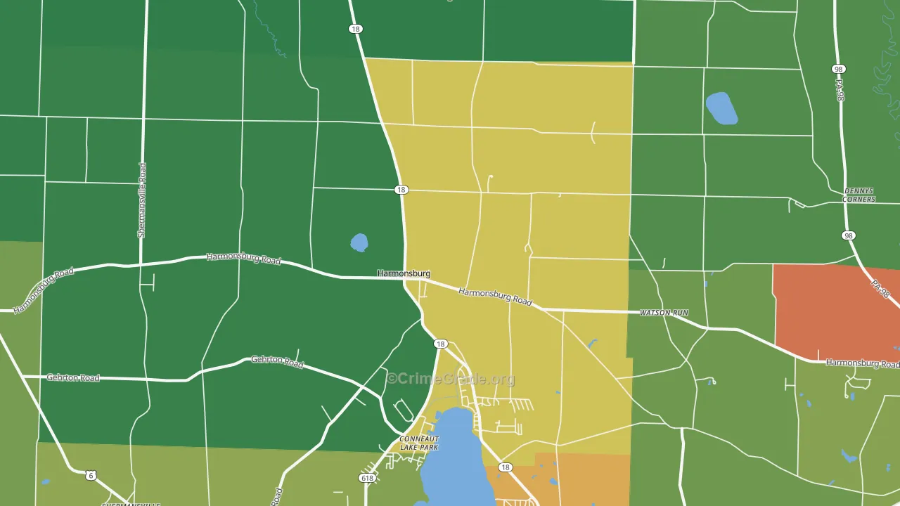 Harmonsburg, PA Map of Theft Rates
