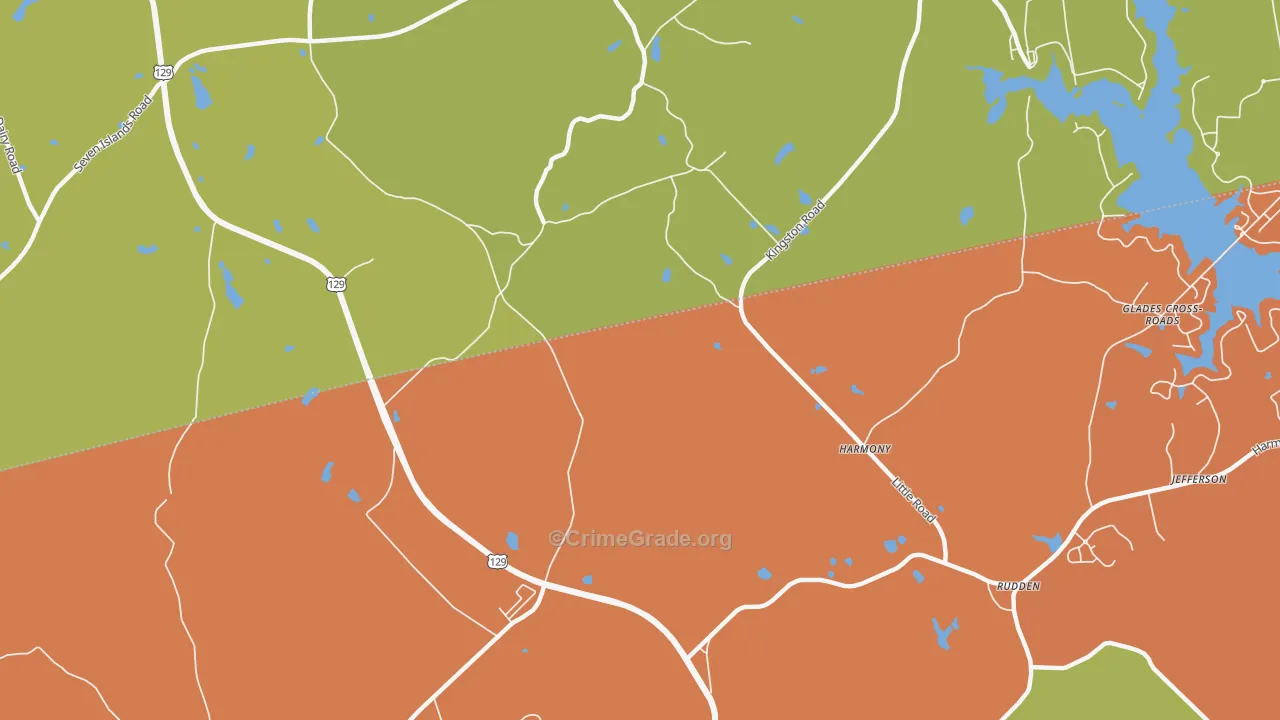 Harmony, GA Map of Theft Rates