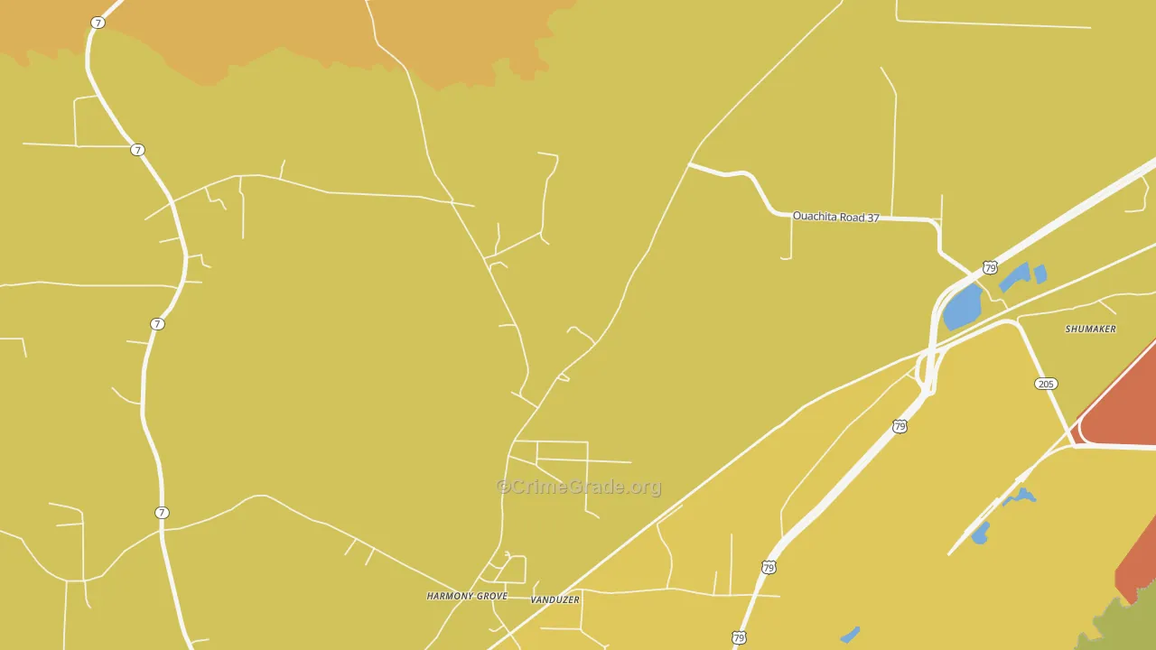 Harmony Grove, AR Map of Theft Rates