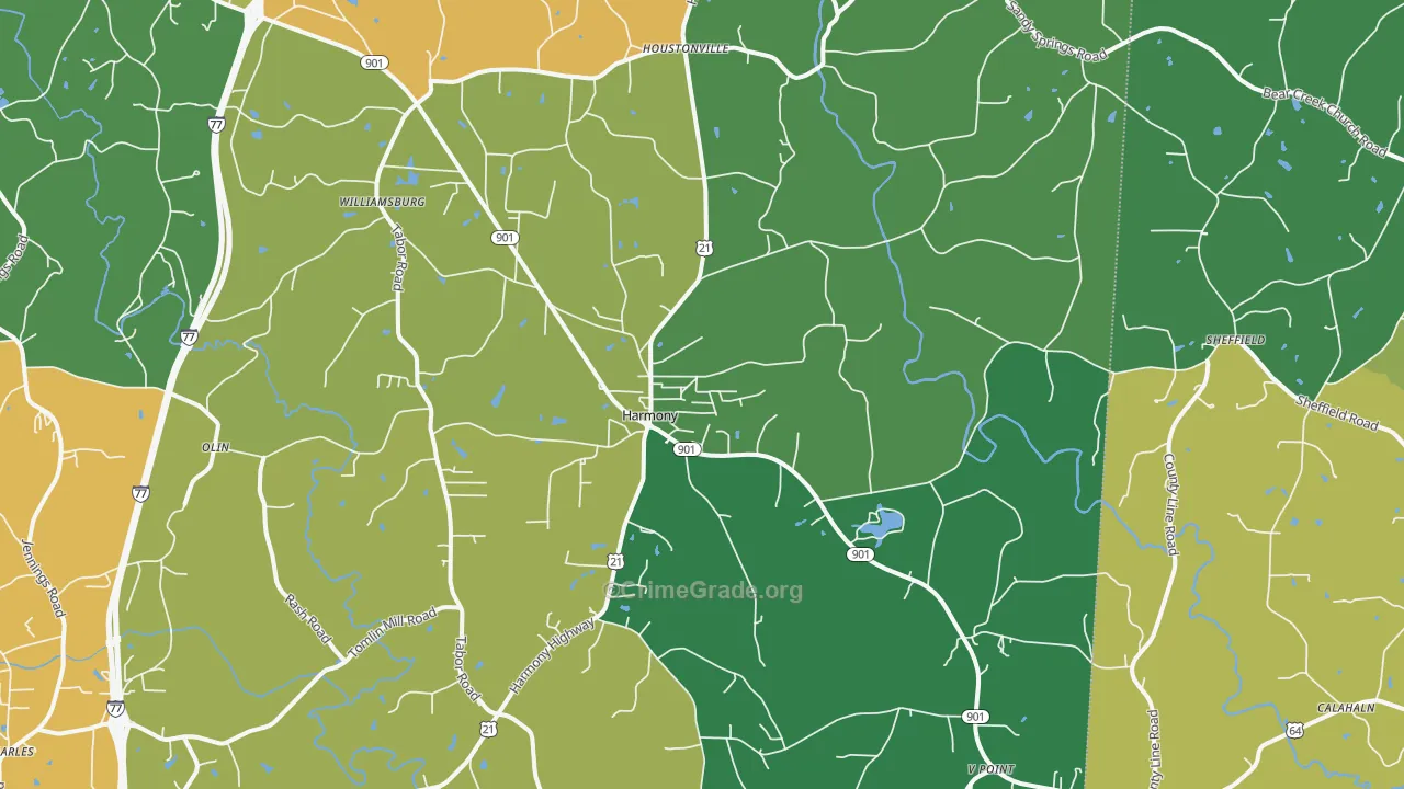 Harmony, NC Map of Theft Rates
