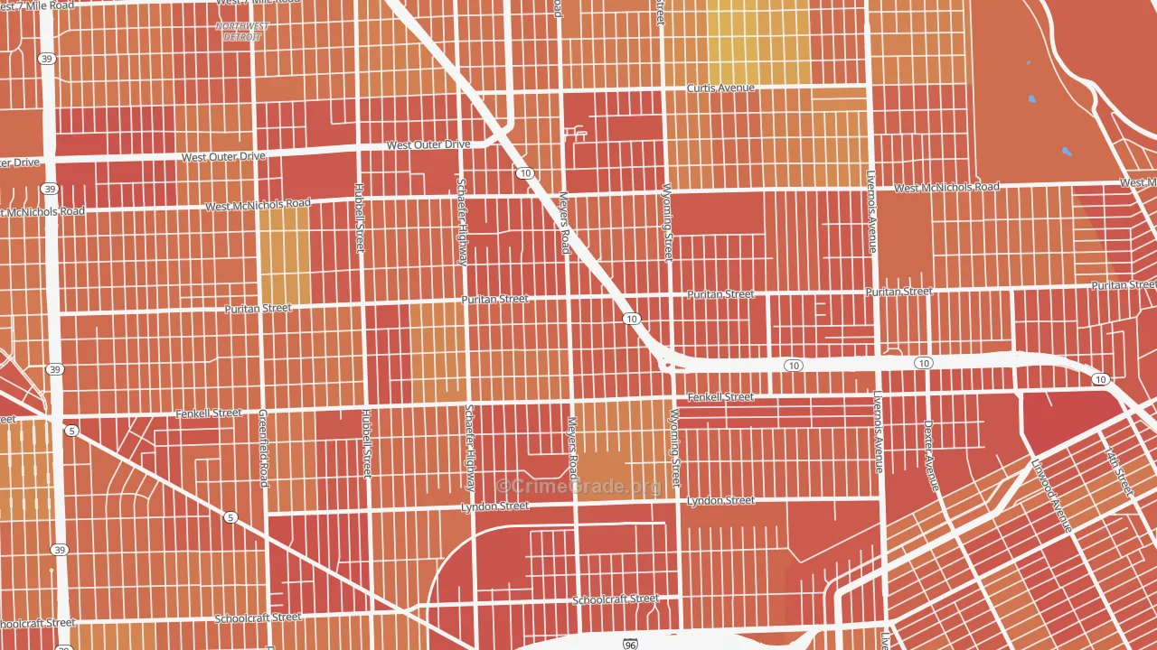 Harmony Village, Detroit, MI Map of Theft Rates