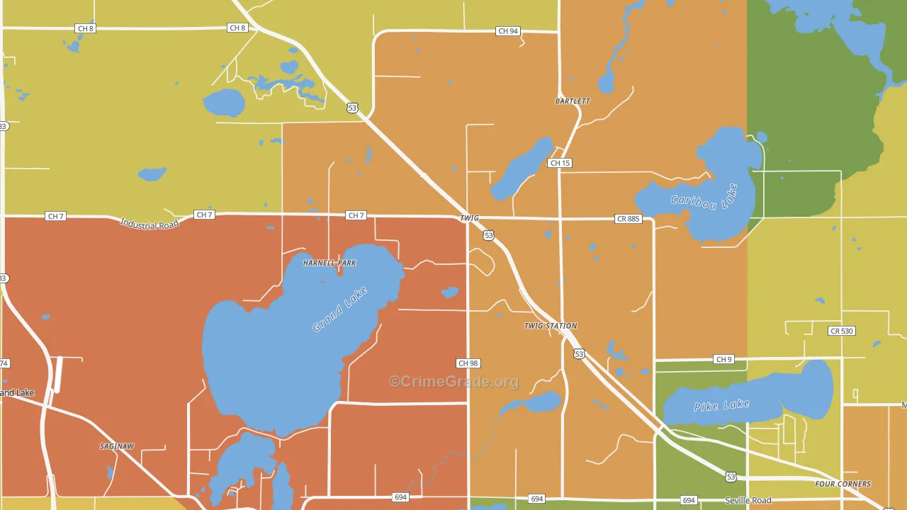 Harnell Park, MN Map of Theft Rates