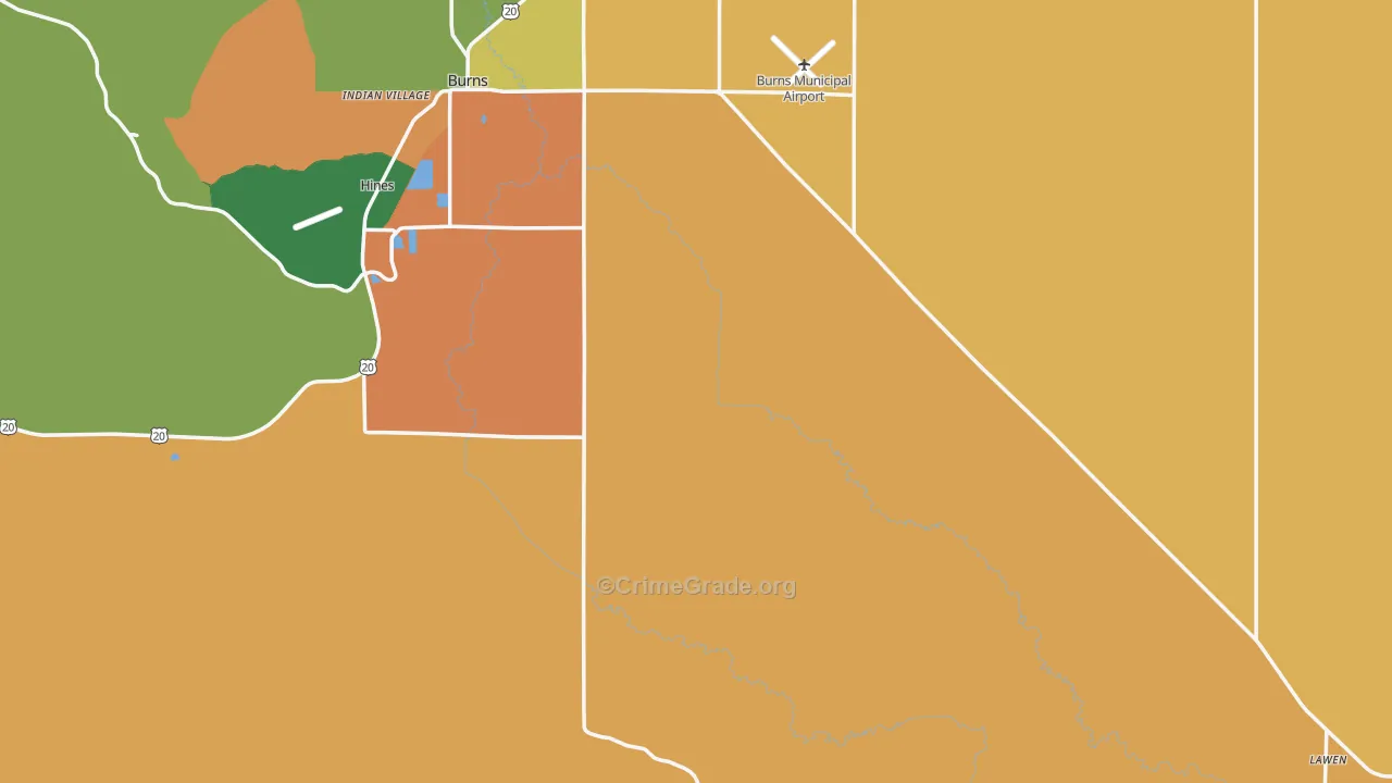 Harney County, OR Map of Theft Rates