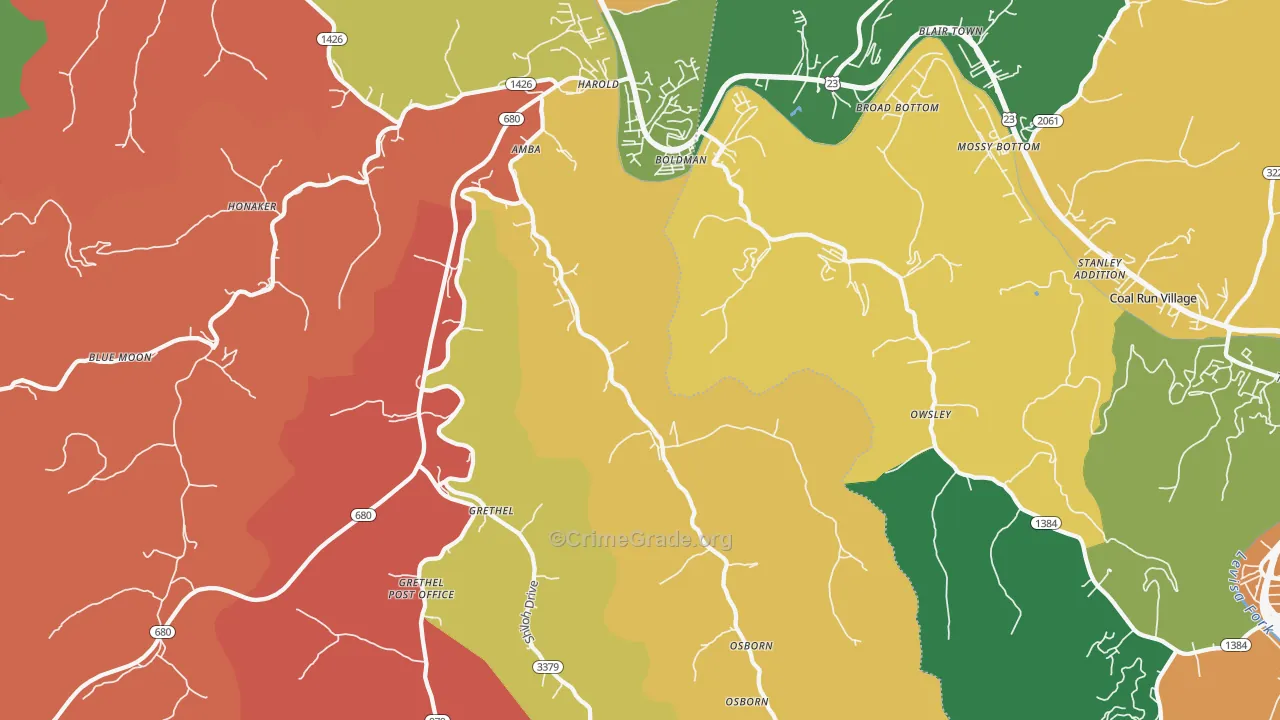 Harold, KY Map of Theft Rates