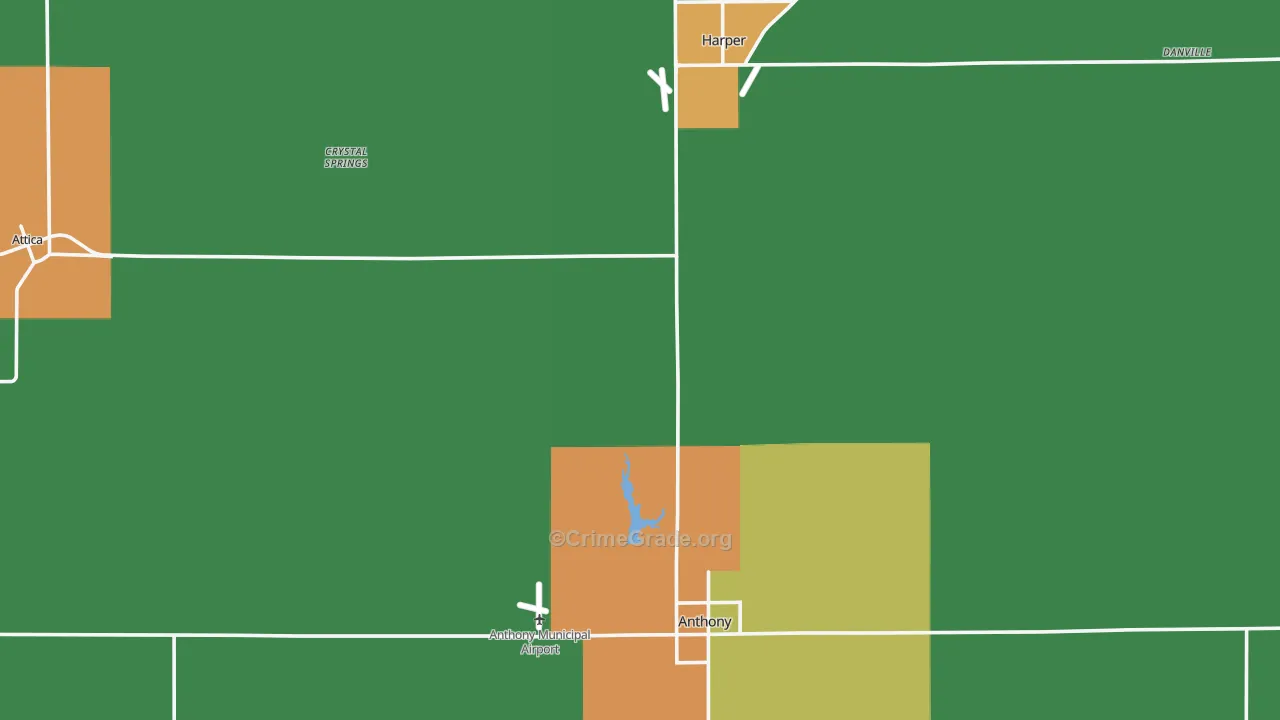 Harper County, KS Map of Theft Rates