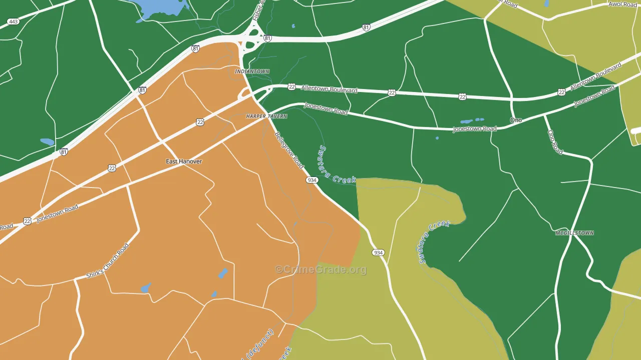 Harper Tavern, PA Map of Theft Rates