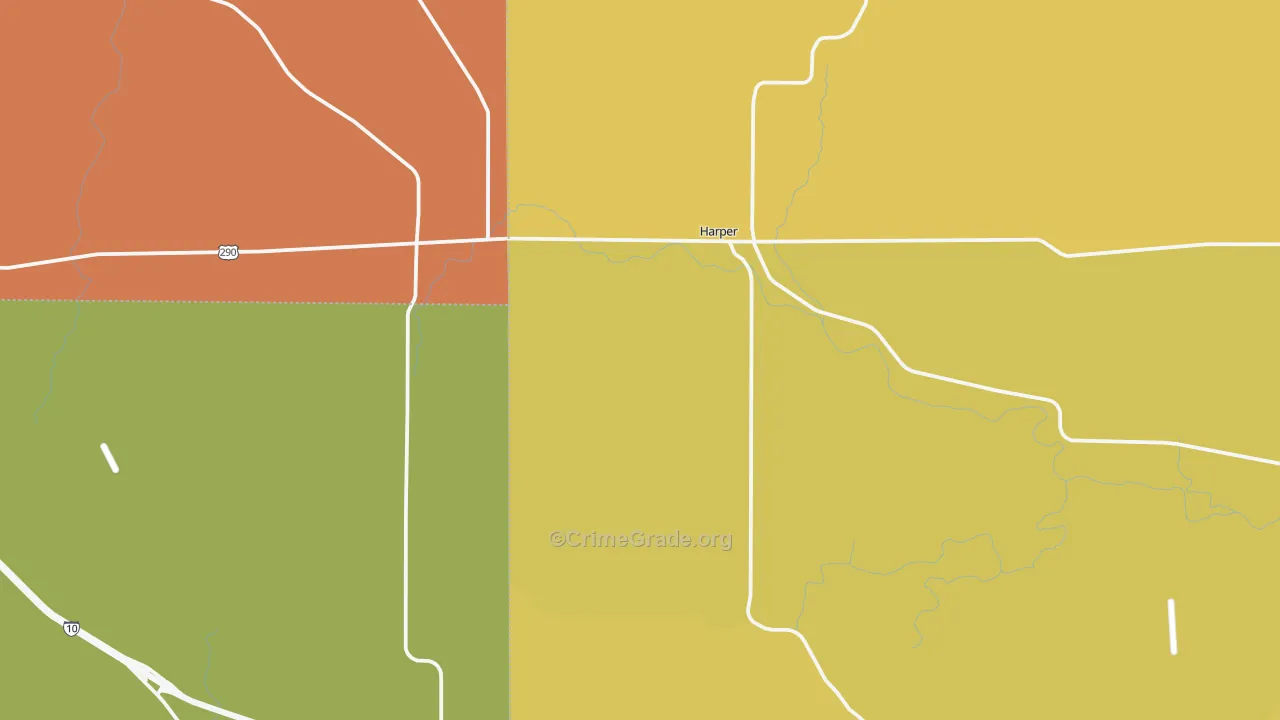 Harper, TX Map of Theft Rates