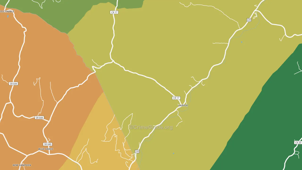 Harper, WV Map of Theft Rates