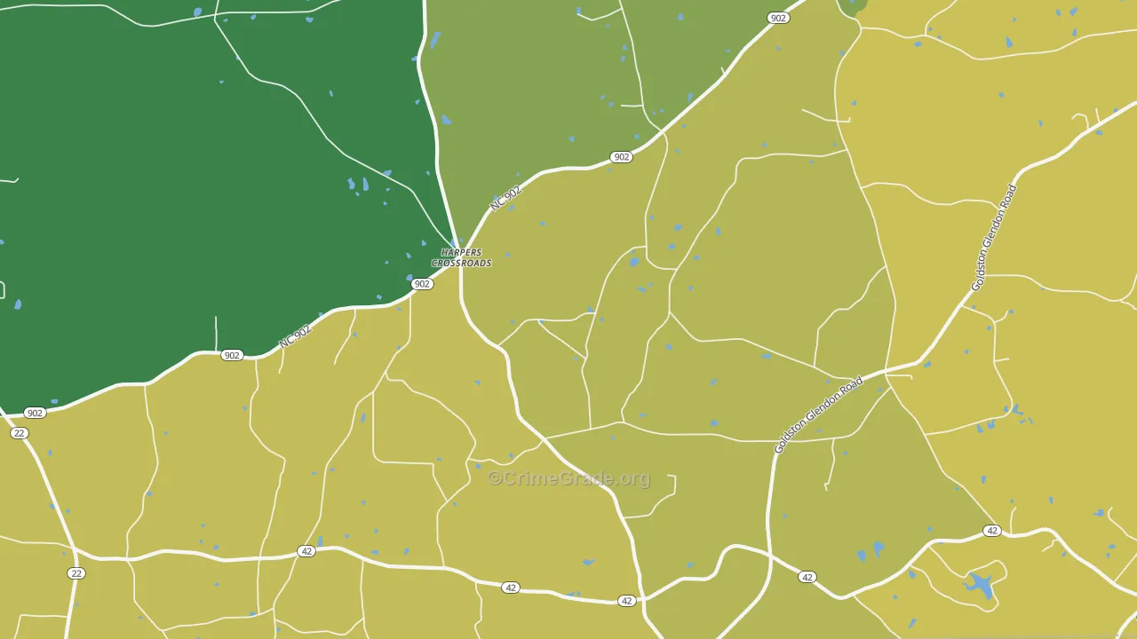 Harpers Crossroads, NC Map of Theft Rates