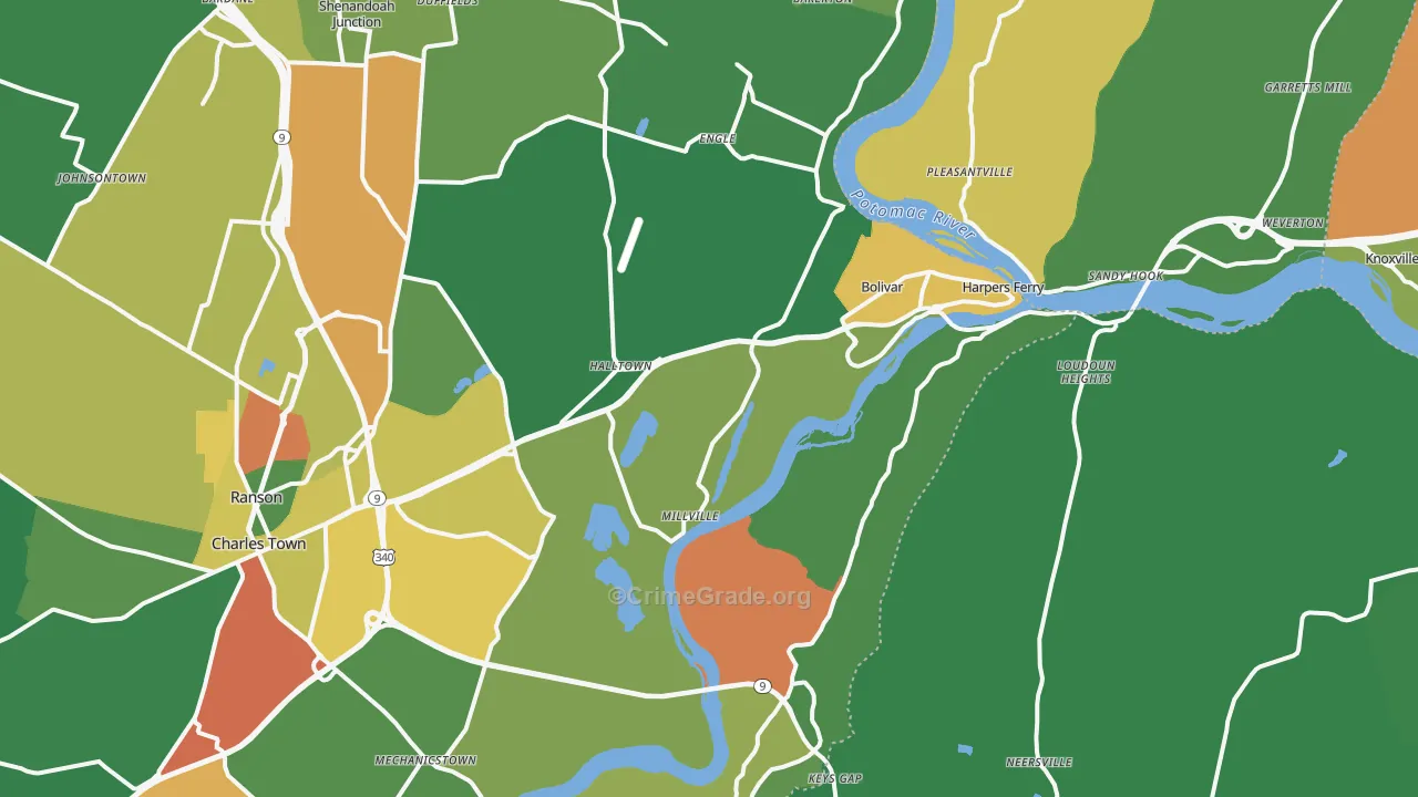 Harpers Ferry, WV Map of Theft Rates