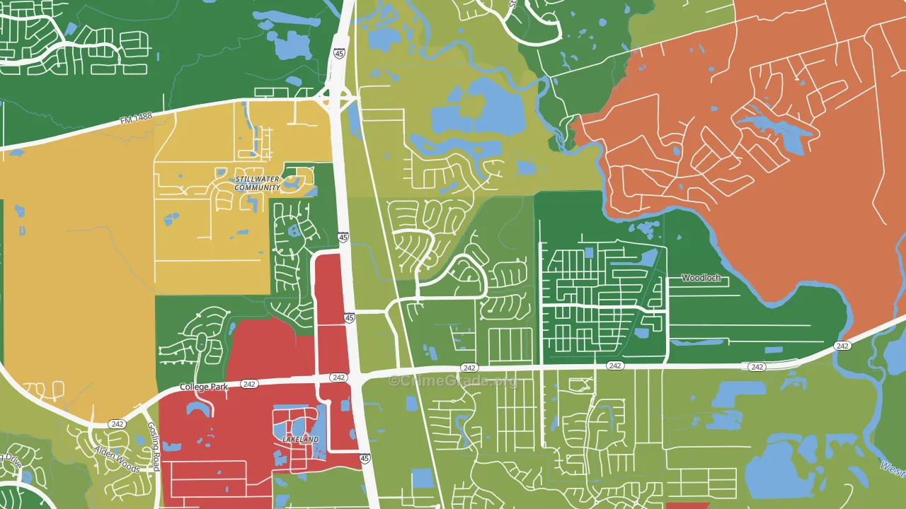Harper's Landing, Conroe, TX Map of Theft Rates
