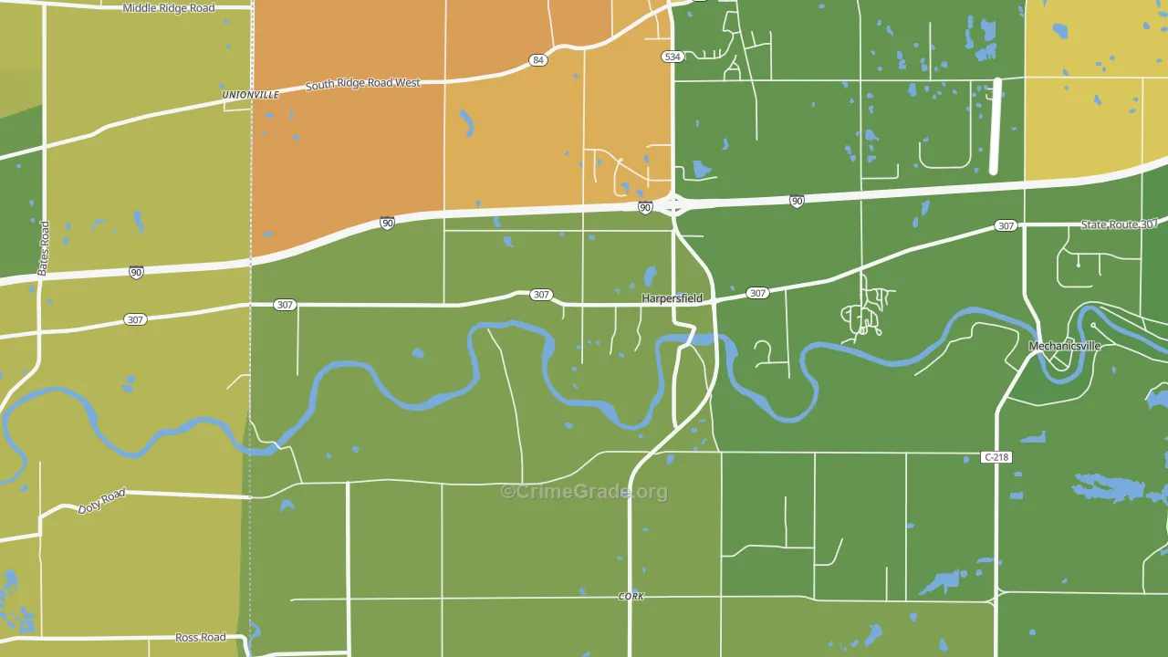 Harpersfield, OH Map of Theft Rates