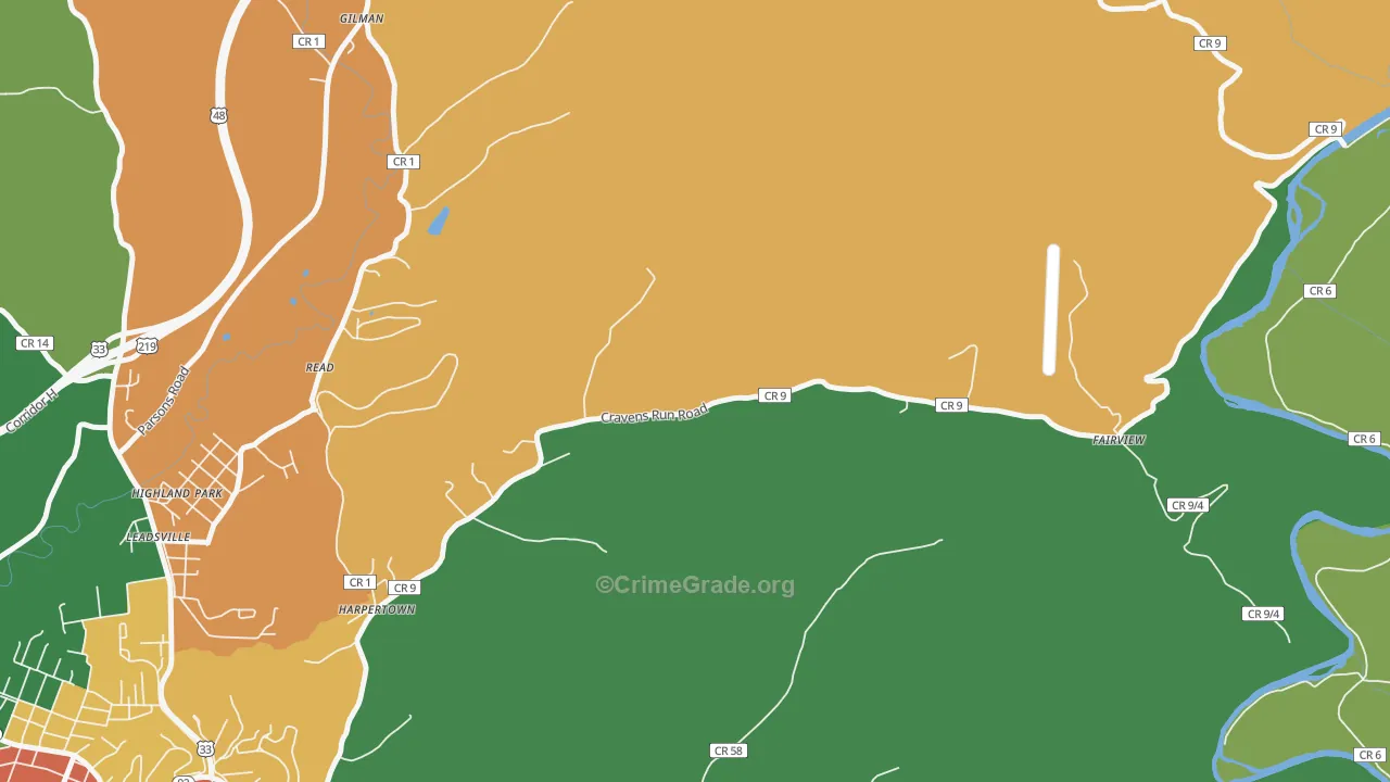 Harpertown, WV Map of Theft Rates
