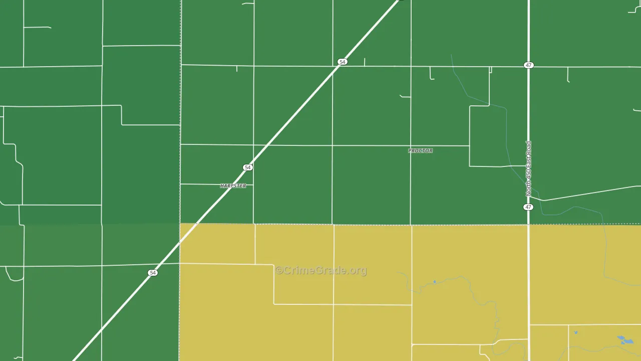 Harpster, IL Map of Theft Rates