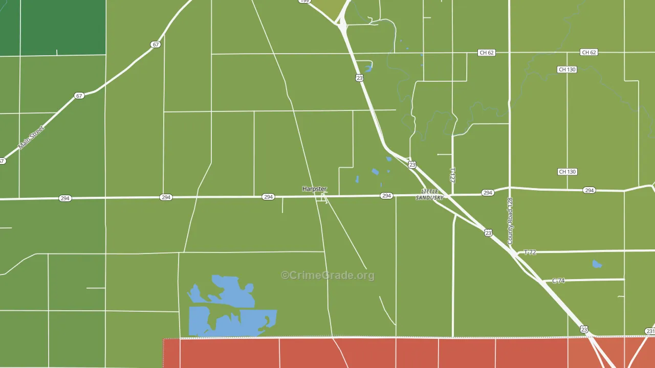 Harpster, OH Map of Theft Rates