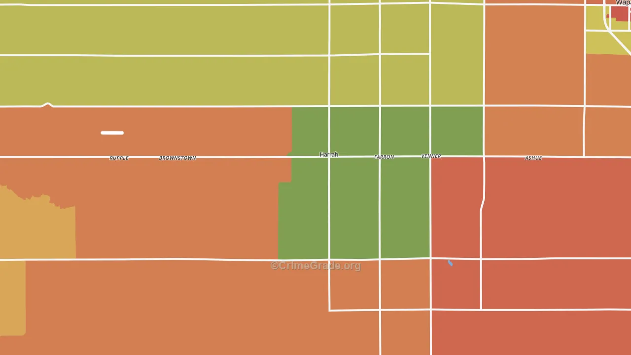 Harrah, WA Map of Theft Rates
