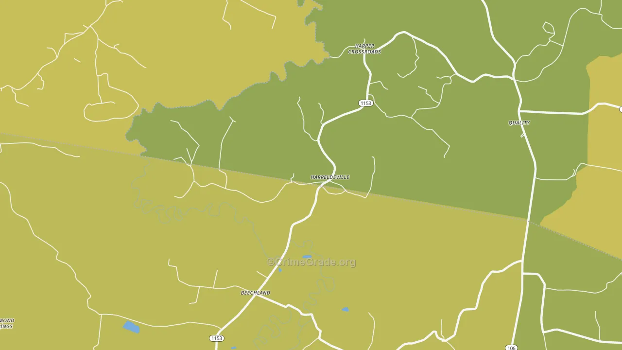 Harreldsville, KY Map of Theft Rates