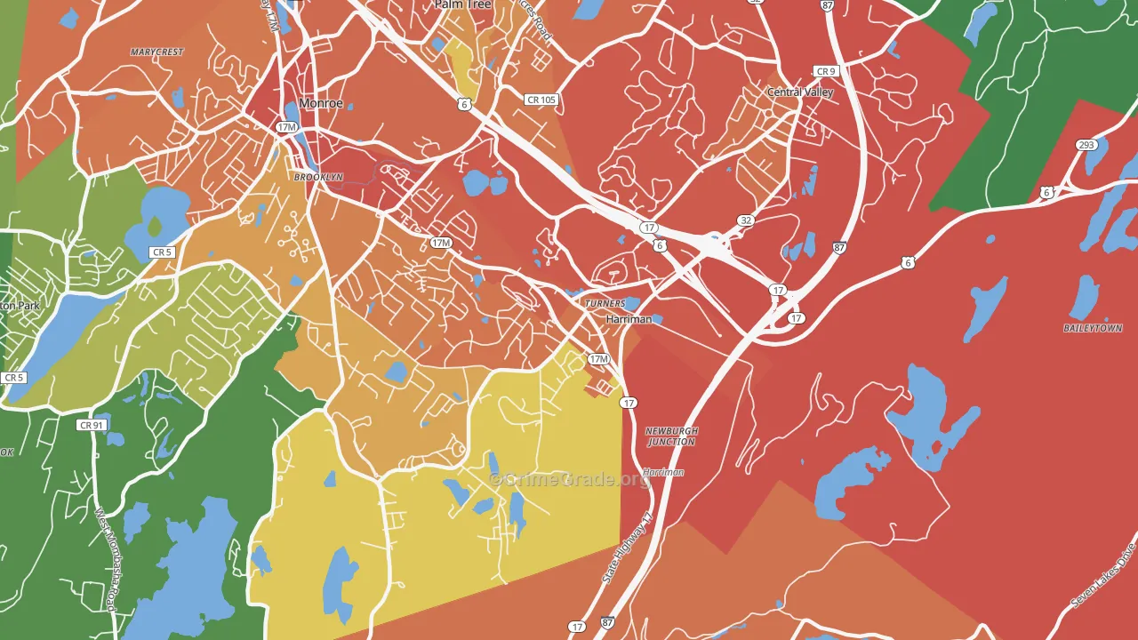 Harriman, NY Map of Theft Rates