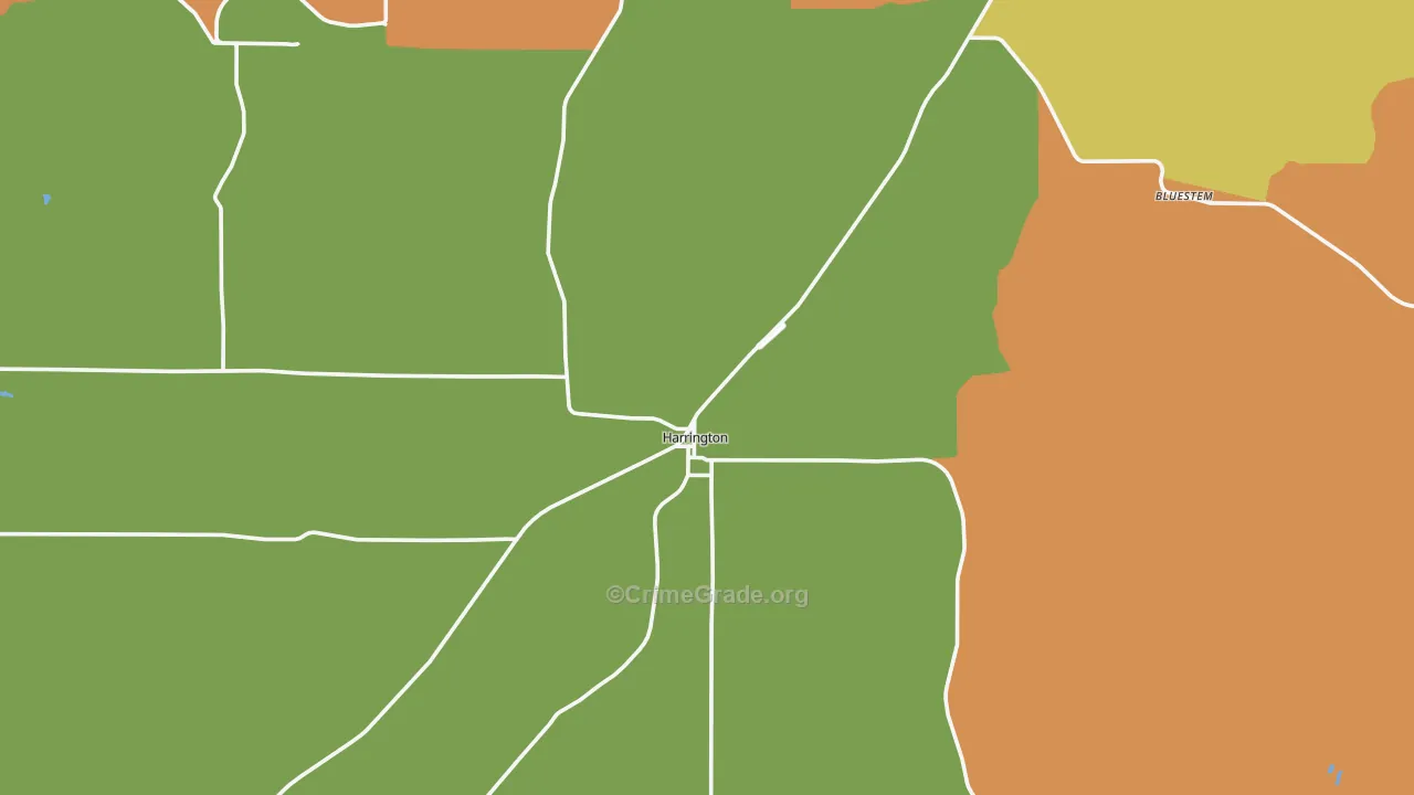 Harrington, WA Map of Theft Rates