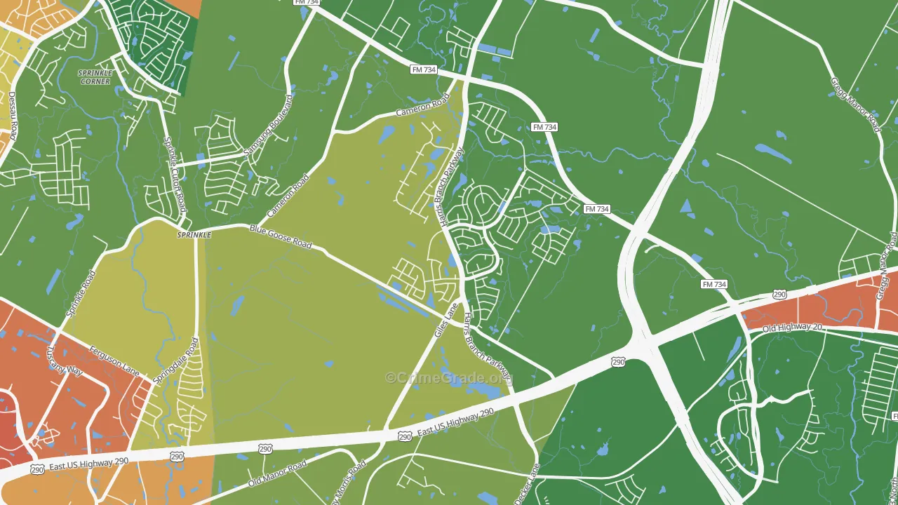 Harris Branch, Austin, TX Map of Theft Rates