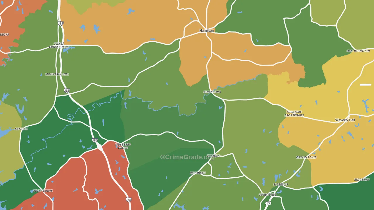 Harris County, GA Map of Theft Rates