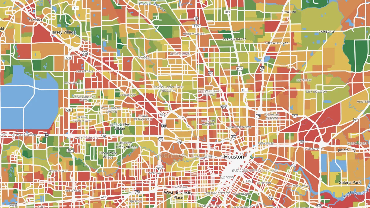 Harris County, TX Map of Theft Rates