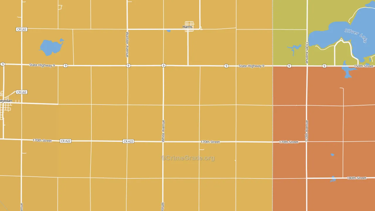 Harris, IA Map of Theft Rates