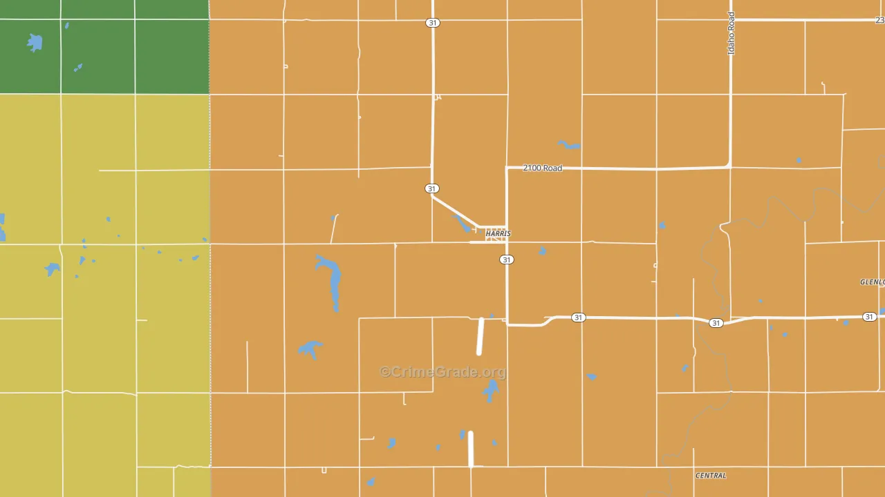 Harris, KS Map of Theft Rates