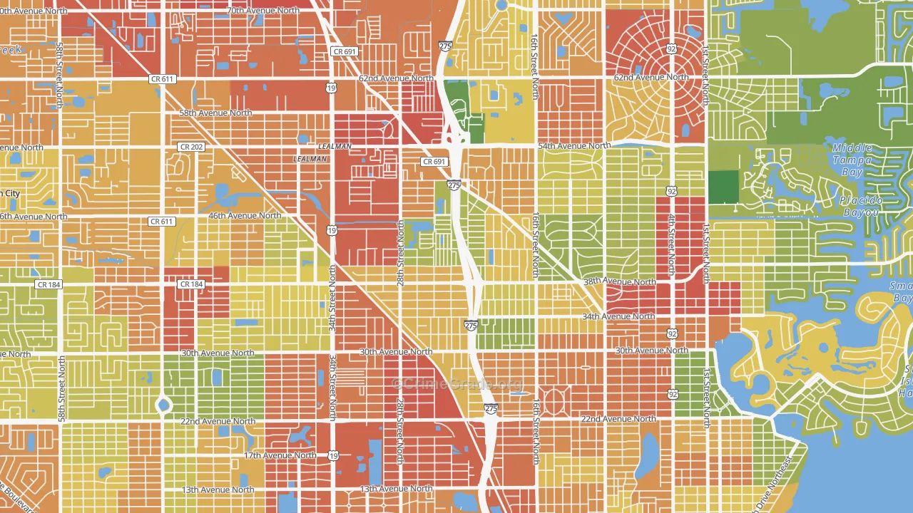 Harris Park, St. Petersburg, FL Map of Theft Rates
