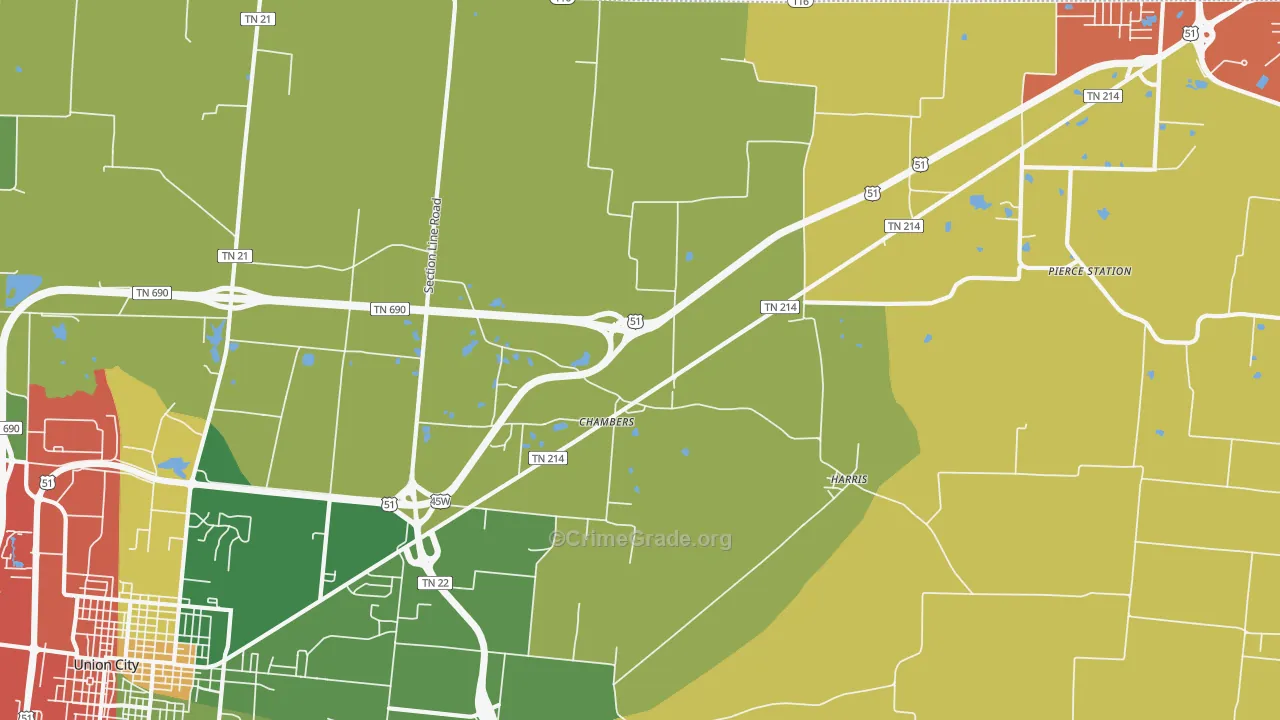 Harris, TN Map of Theft Rates