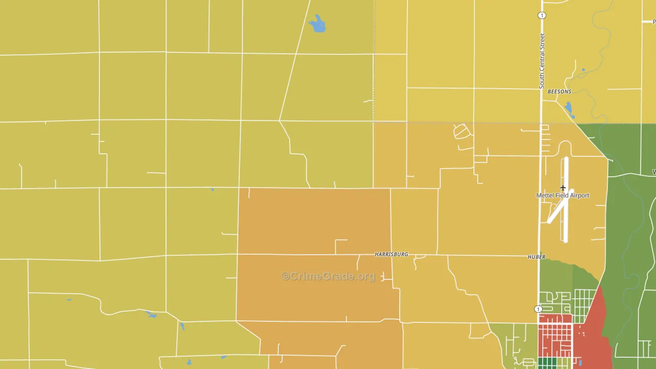 Harrisburg, IN Map of Theft Rates