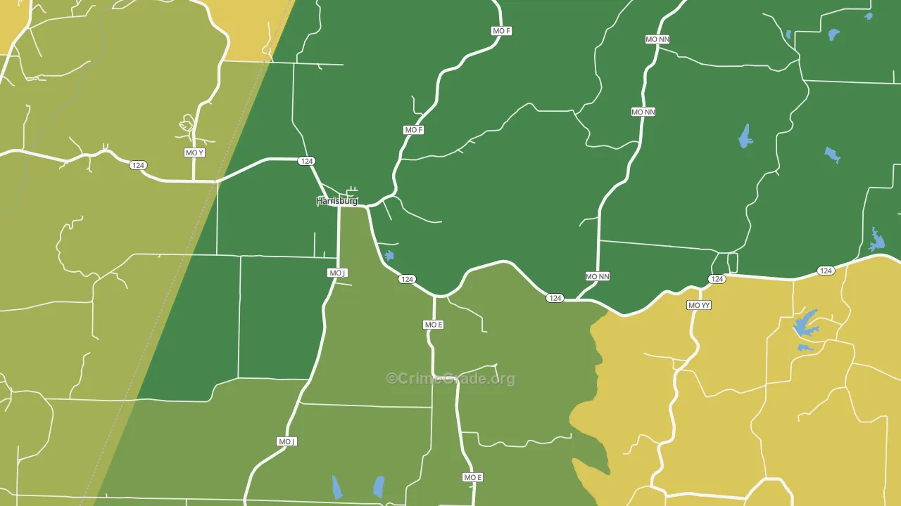 Harrisburg, MO Map of Theft Rates