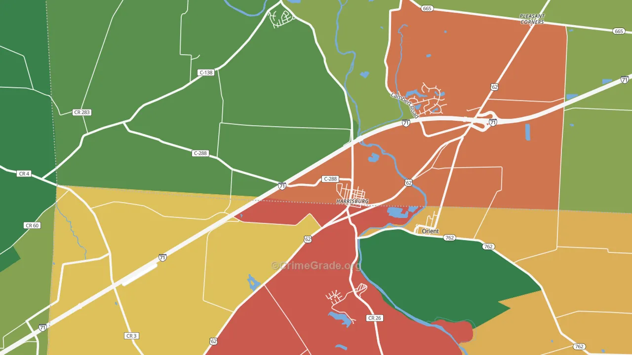 Harrisburg, OH Map of Theft Rates